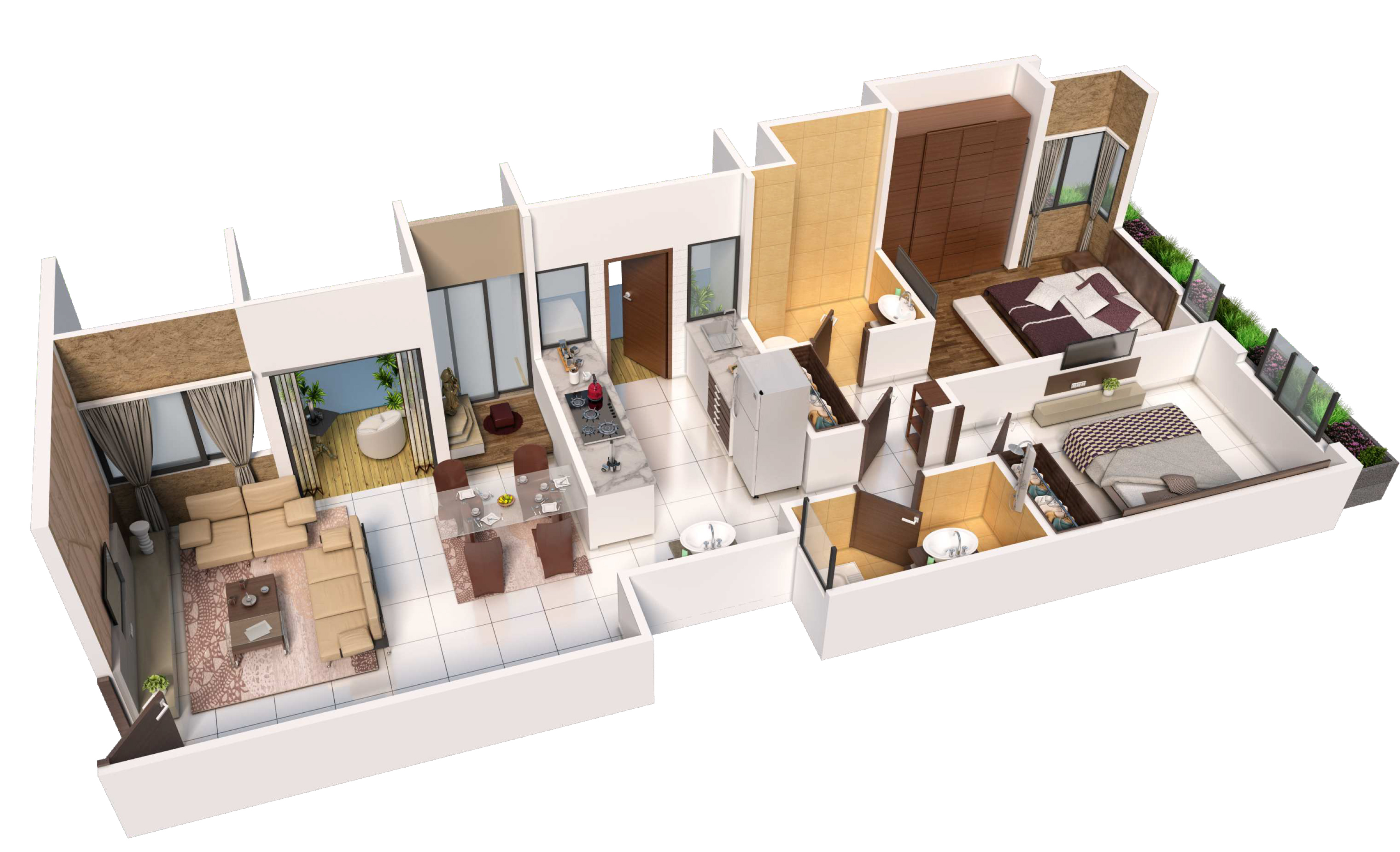2 bhk isometric